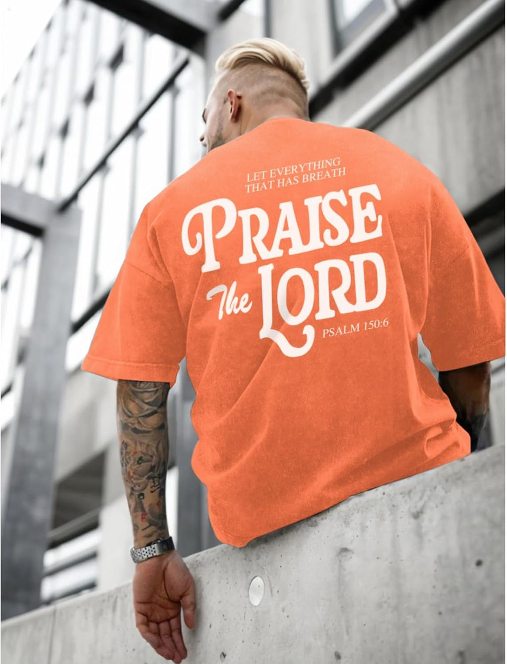 Praise The Lord Acid Wash T-Shirt – Oversized Christian Bible Verse Graphic Tee
