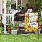 Sunflower Garden Flag, Double Sided Burlap, 12.5x18 Inch with Clip and Stopper