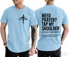 Christian Shirts for Men Need Prayer Tap My Shoulder T-Shirt Cross Faith | Christian Cross Faith Religious Jesus Tshirts Women