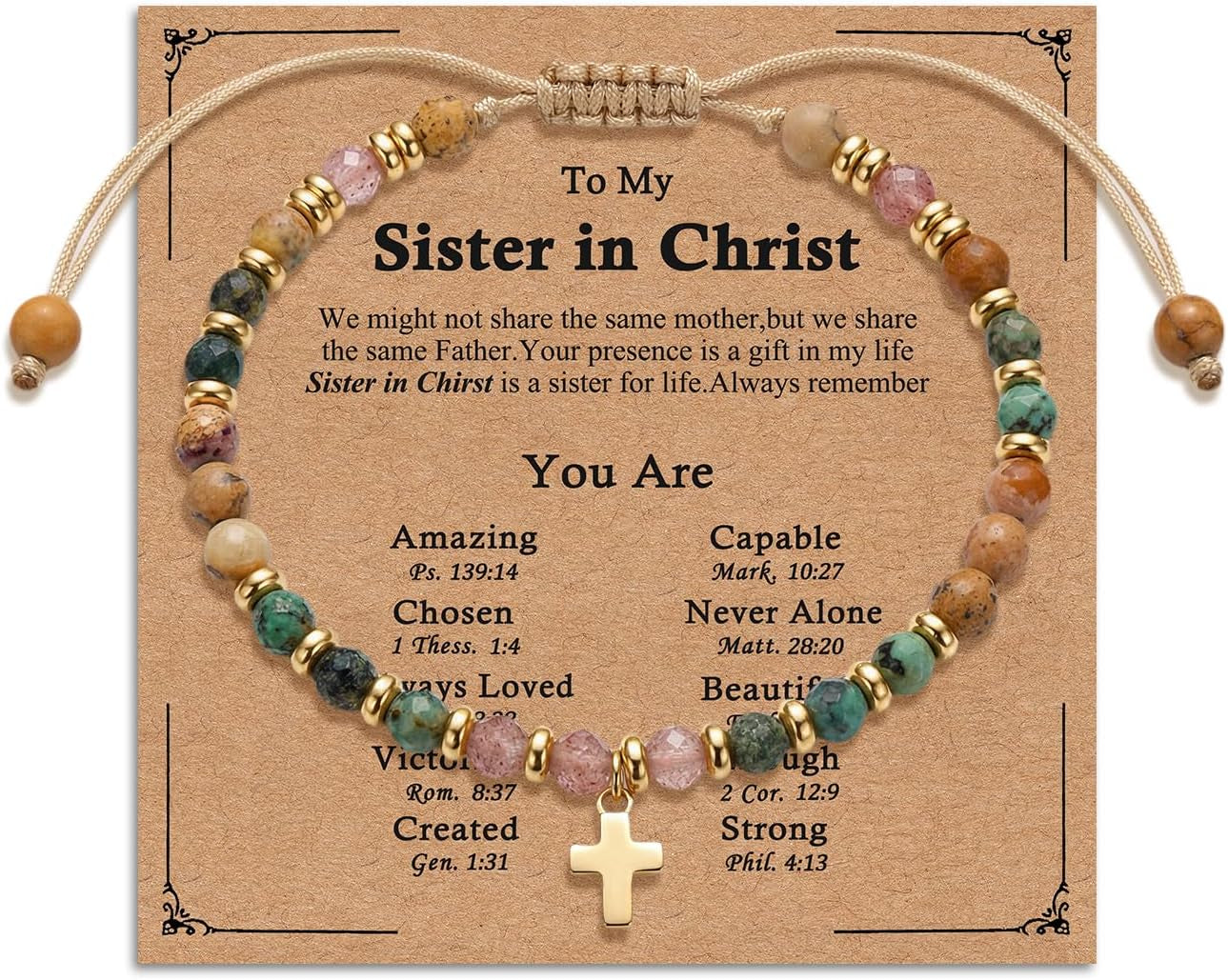 Adjustable Cross Bracelet for Boys, Tiger Eye Beaded Faith Bracelet, Christian Gift