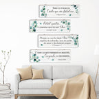 4 Pieces Spanish Bible Verse Wall Decor Set, Christian Wood Plaque Signs(Fresh Style)
