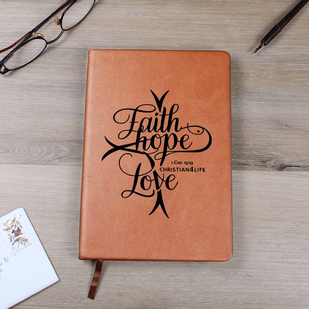 "Faith, Hope, Love" Vegan Leather Christian Journal