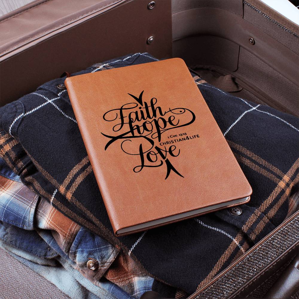 "Faith, Hope, Love" Vegan Leather Christian Journal