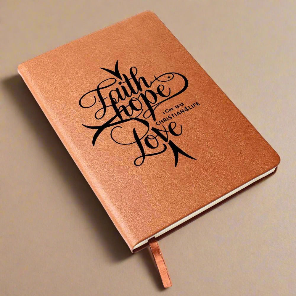 "Faith, Hope, Love" Vegan Leather Christian Journal