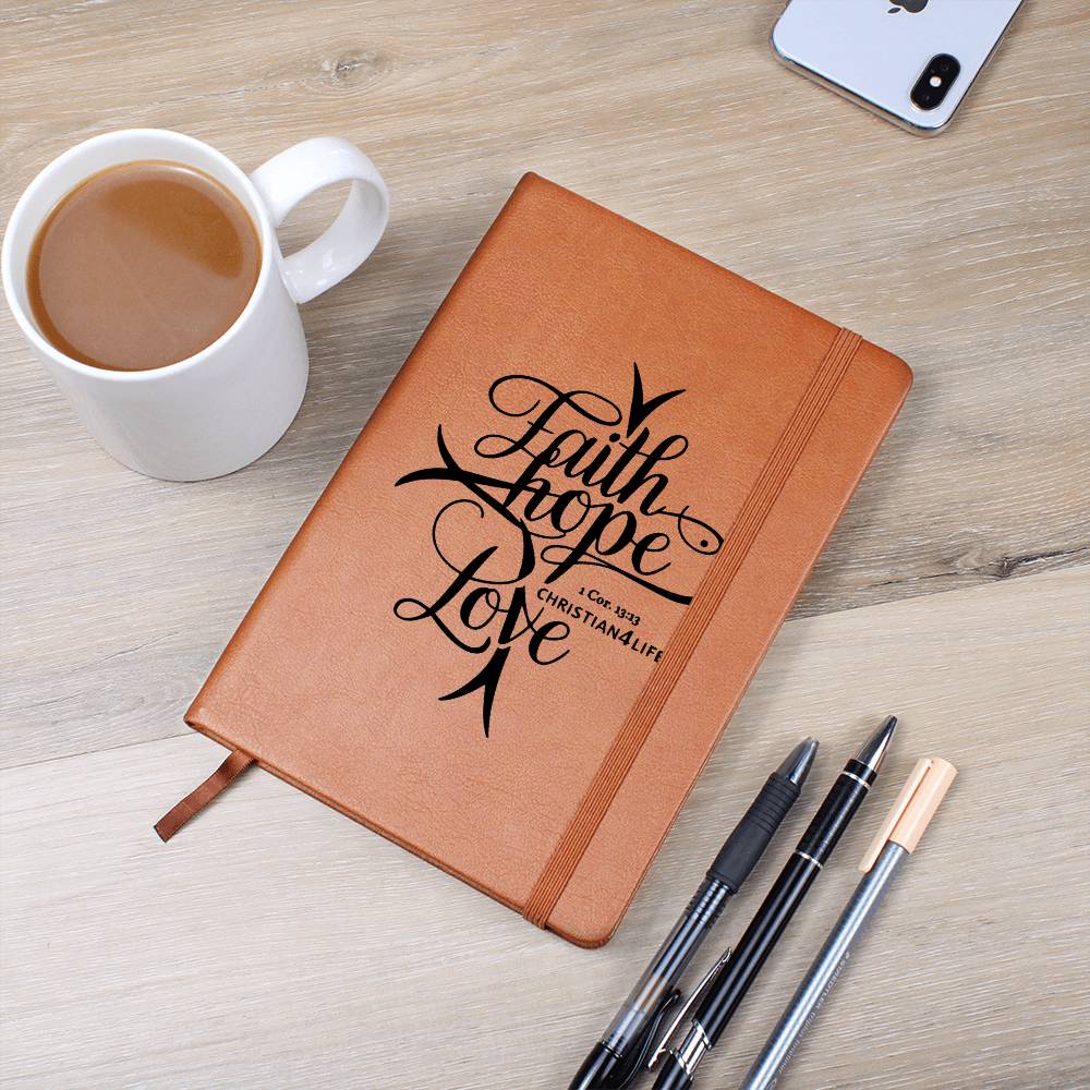 "Faith, Hope, Love" Vegan Leather Christian Journal