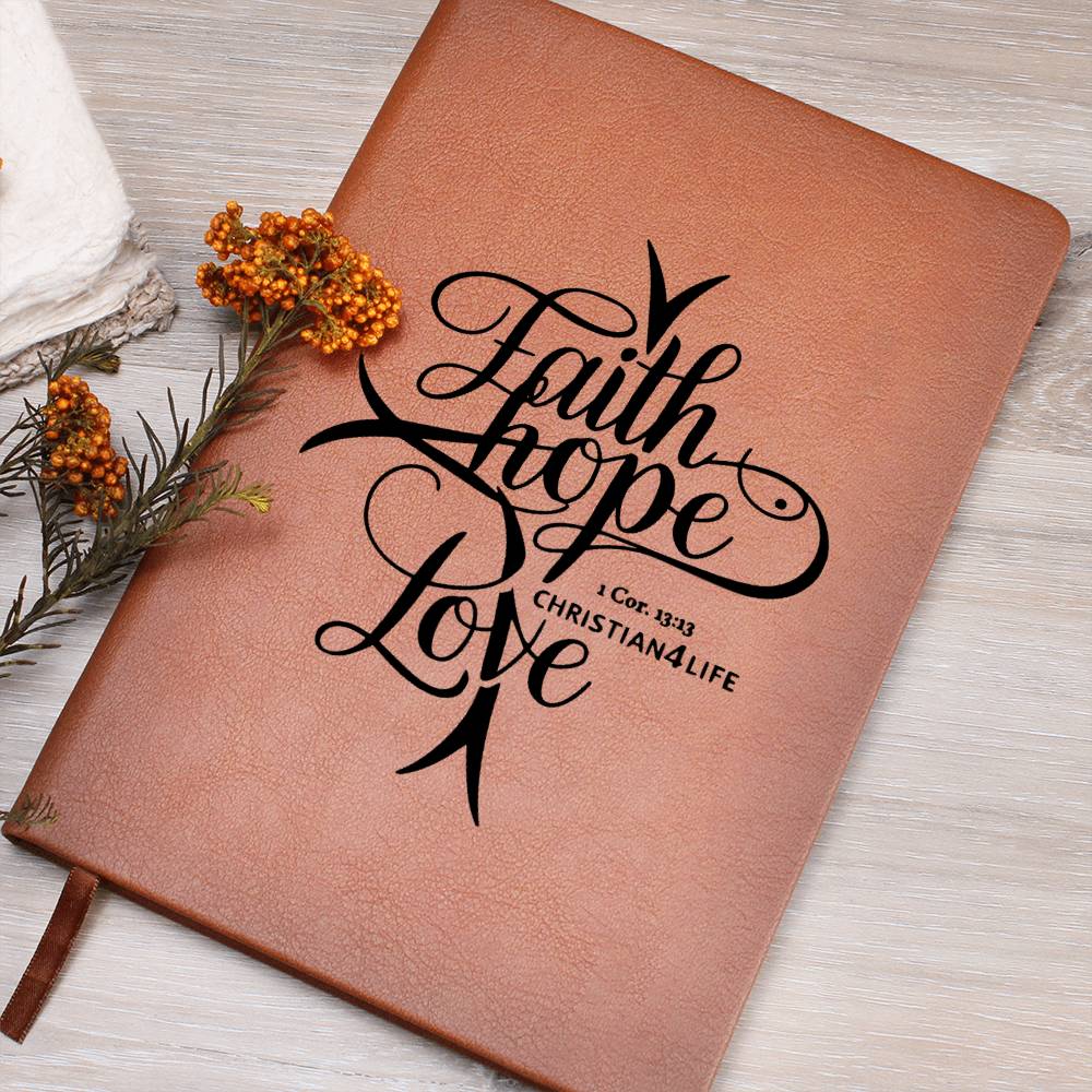 "Faith, Hope, Love" Vegan Leather Christian Journal
