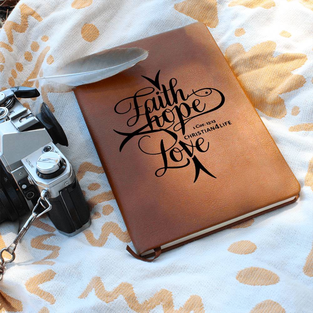 "Faith, Hope, Love" Vegan Leather Christian Journal