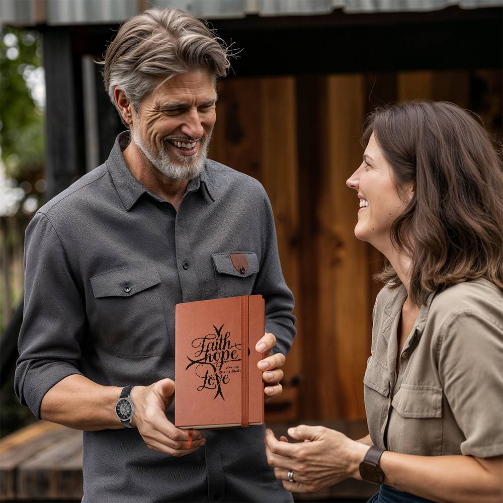 "Faith, Hope, Love" Vegan Leather Christian Journal