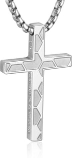 Soccer Cross Necklace for Boys, Stainless Steel Bible Verse Pendant, Christian Gift for Him