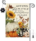 Sunflower Garden Flag, Double Sided Burlap, 12.5x18 Inch with Clip and Stopper