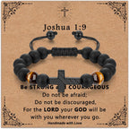 Adjustable Cross Bracelet for Boys, Tiger Eye Beaded Faith Bracelet, Christian Gift