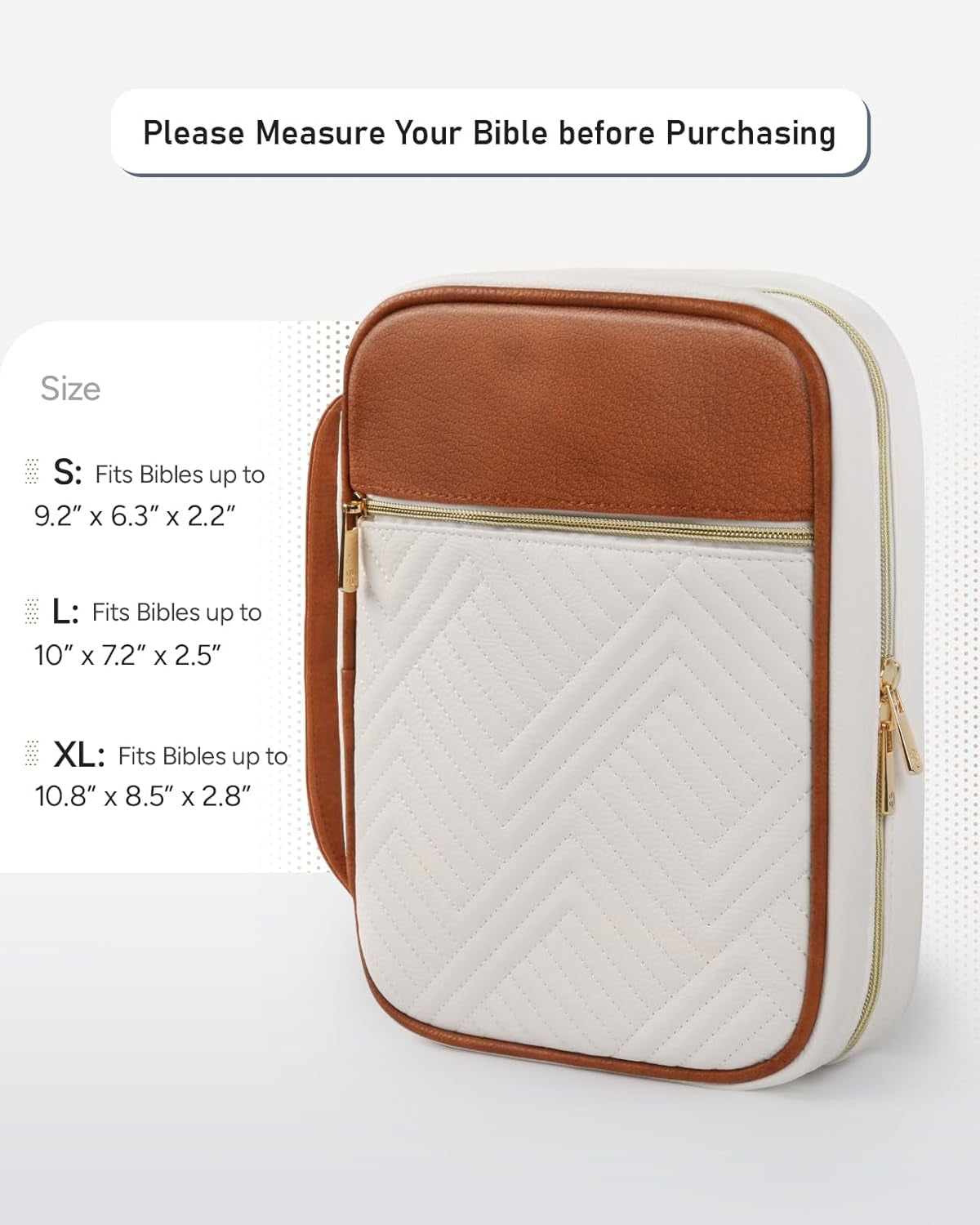 Quilted Vegan Leather Bible Cover for Women, Bible Case with Handle