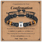 Adjustable Cross Bracelet for Boys, Tiger Eye Beaded Faith Bracelet, Christian Gift