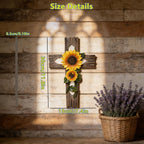 Wooden Sunflower Cross Wall Decor, Rustic Farmhouse Christian