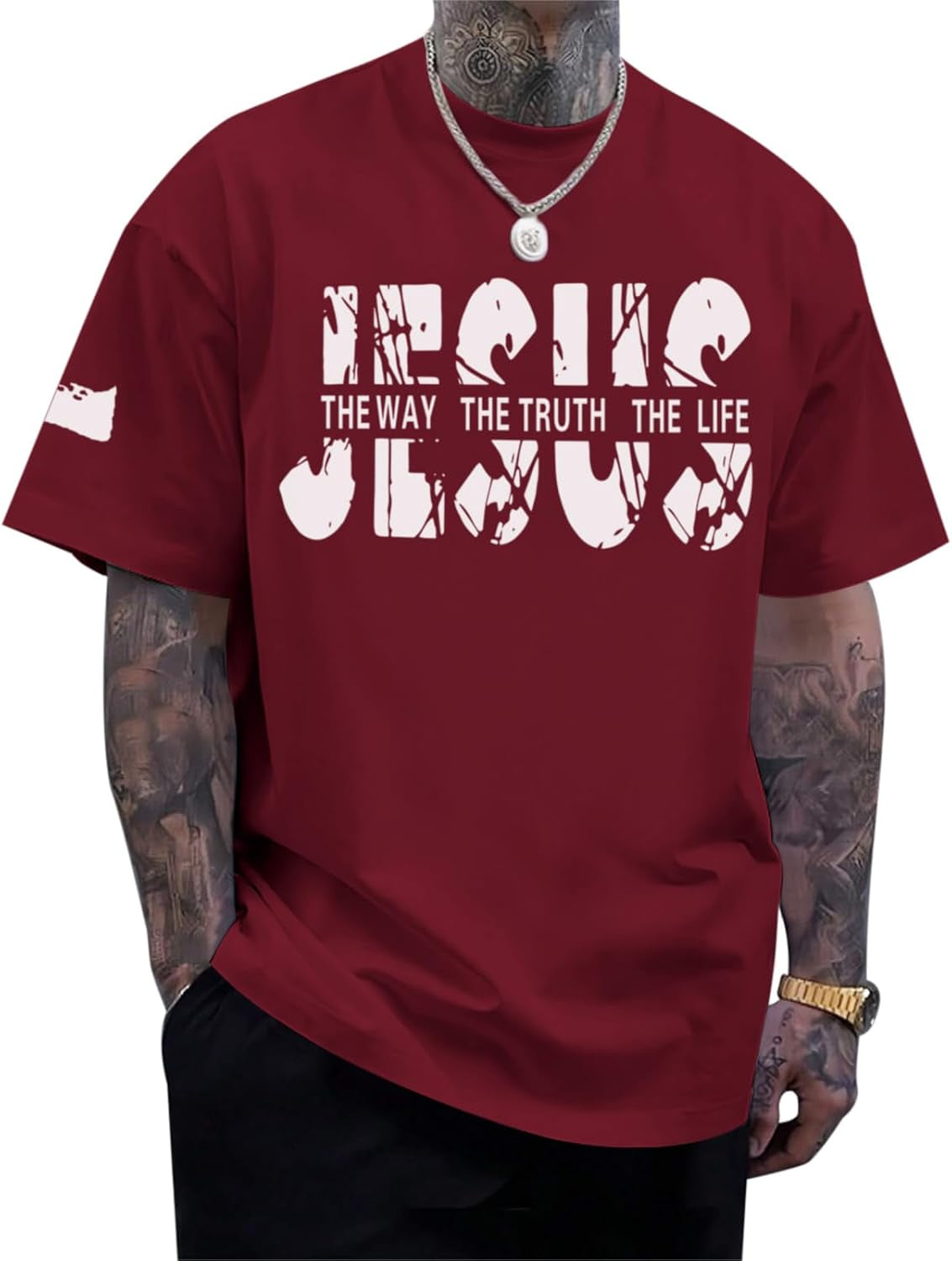 Christian Jesus Faith Shirts for Men God Religious Cross Bible Verse Inspirational Shirt Oversized Graphic Tees Tops