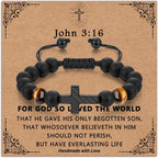 Adjustable Cross Bracelet for Boys, Tiger Eye Beaded Faith Bracelet, Christian Gift