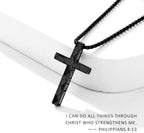 Soccer Cross Necklace for Boys, Stainless Steel Bible Verse Pendant, Christian Gift for Him