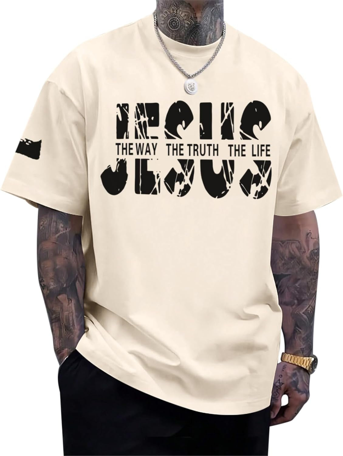 Christian Jesus Faith Shirts for Men God Religious Cross Bible Verse Inspirational Shirt Oversized Graphic Tees Tops