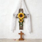 Wooden Sunflower Cross Wall Decor, Rustic Farmhouse Christian