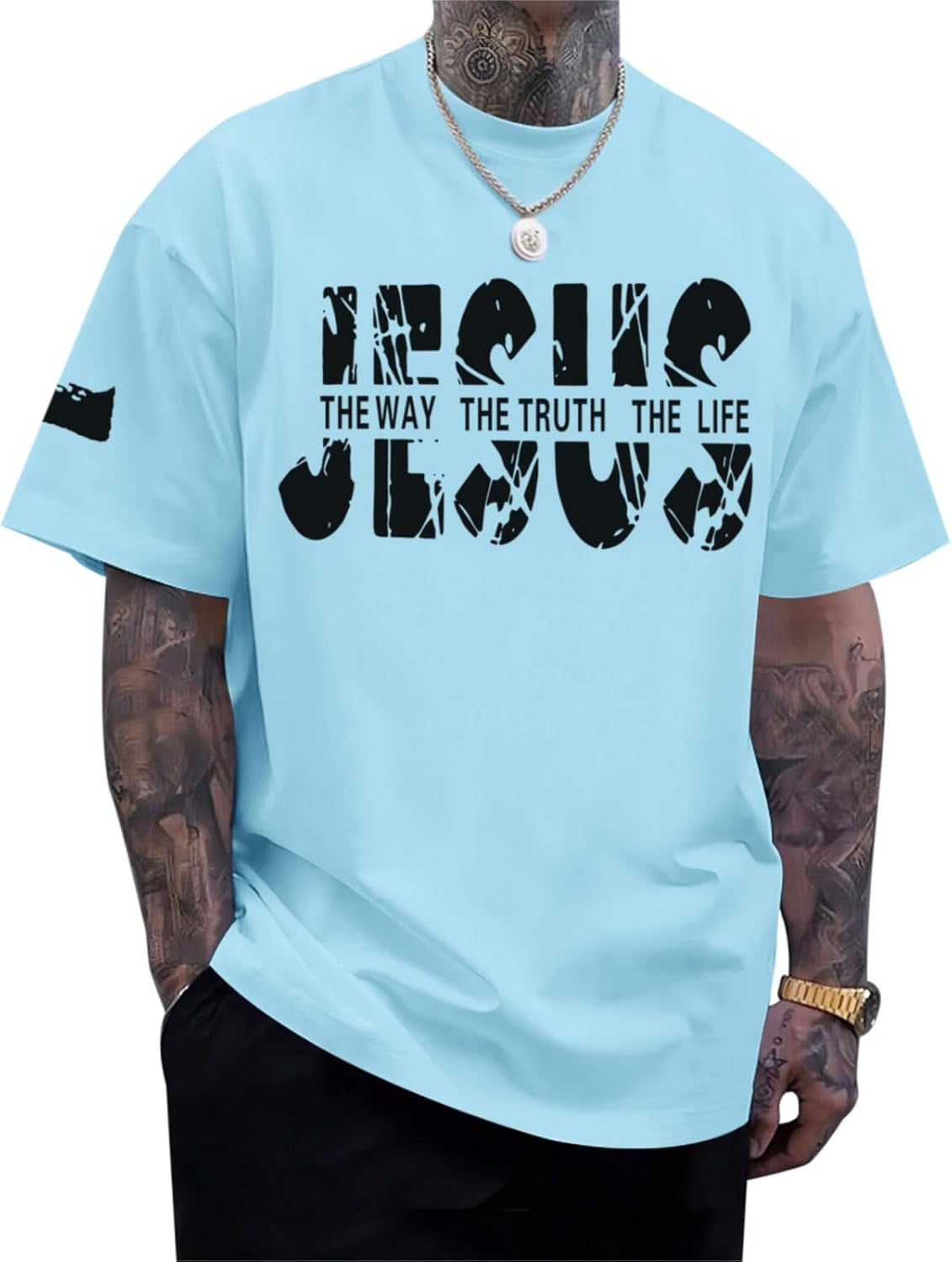 Christian Jesus Faith Shirts for Men God Religious Cross Bible Verse Inspirational Shirt Oversized Graphic Tees Tops