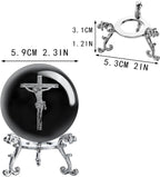 2.3In Jesus Crystal Ball with Stand 3D Cross Gift for Christian Catholic | K9 Crystal Laser Engraving Includes Metal Display Stand Gift Box Ready Ideal for Prayer Room Church Home Display