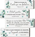 4 Pieces Spanish Bible Verse Wall Decor Set, Christian Wood Plaque Signs(Fresh Style)