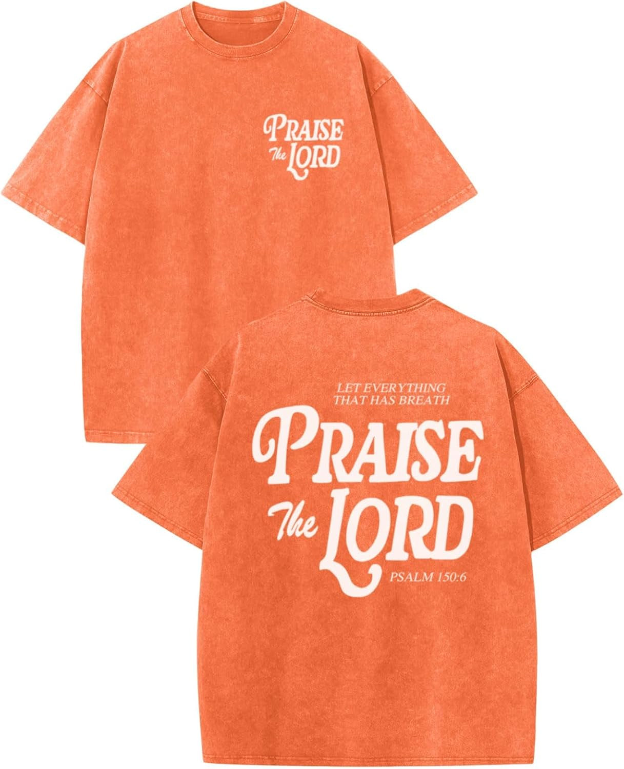 Praise The Lord Acid Wash T-Shirt – Oversized Christian Bible Verse Graphic Tee
