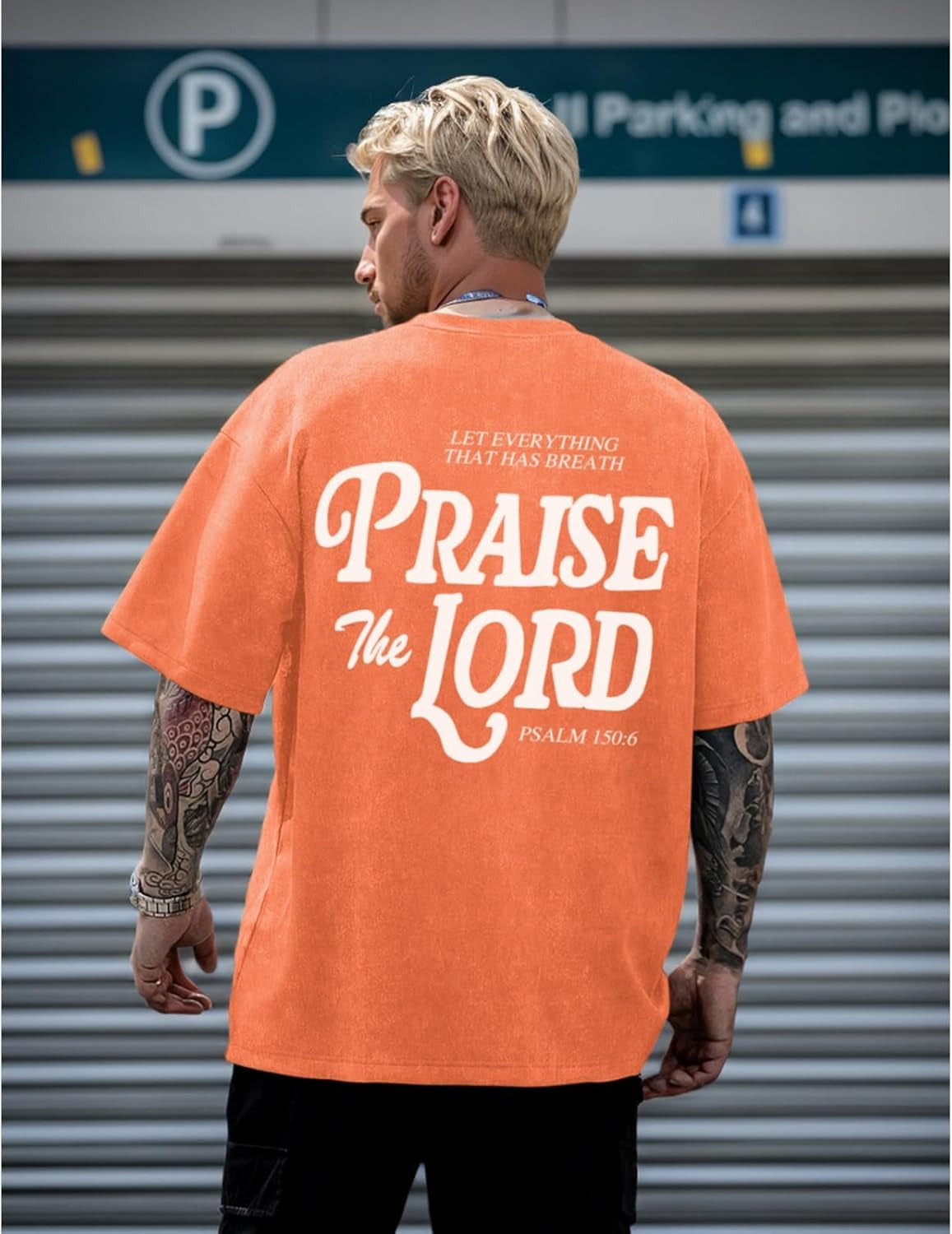 Praise The Lord Acid Wash T-Shirt – Oversized Christian Bible Verse Graphic Tee