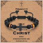 Adjustable Cross Bracelet for Boys, Tiger Eye Beaded Faith Bracelet, Christian Gift