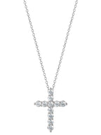 Silver-Plated Cubic Zirconia Cross Pendant Necklace, 18" + 2" Extender