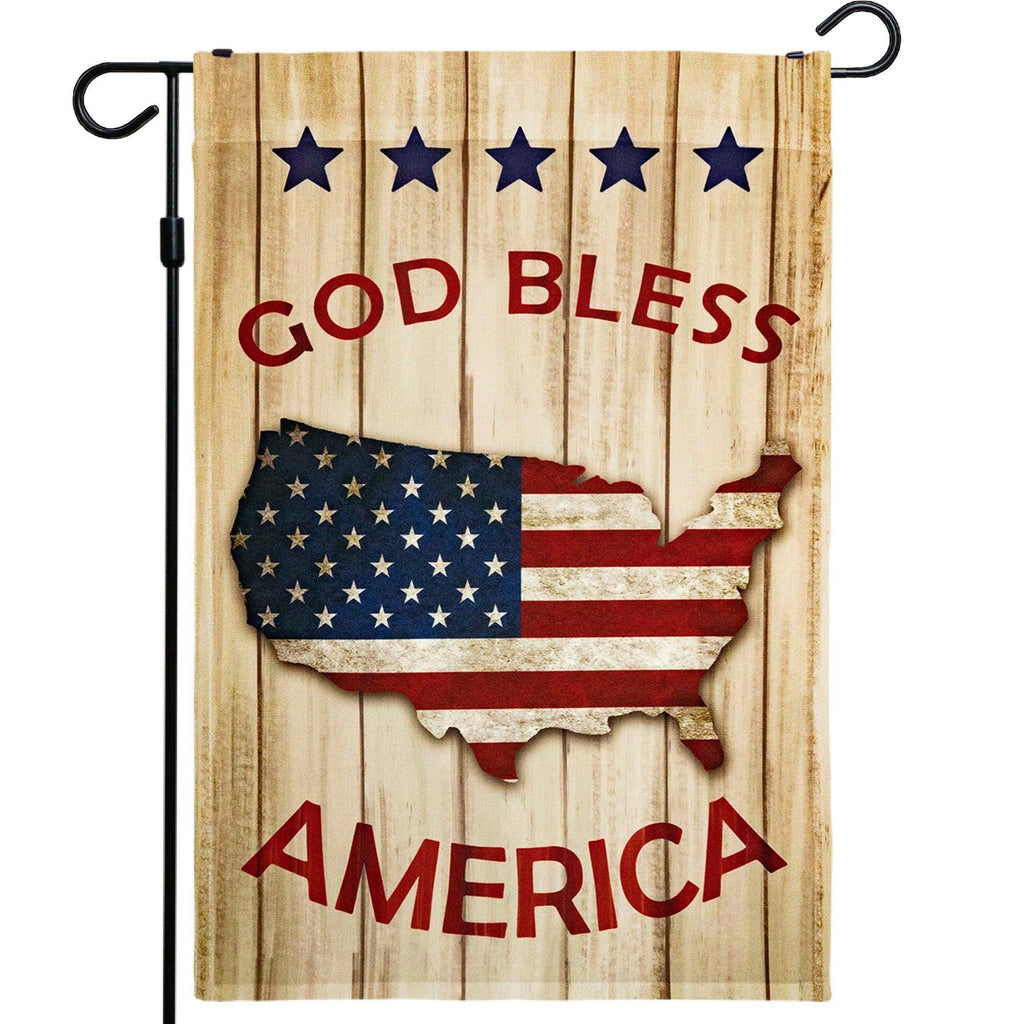 God Bless America Garden Flag - Patriotic USA Map, 12x18", Durable 150D Polyester