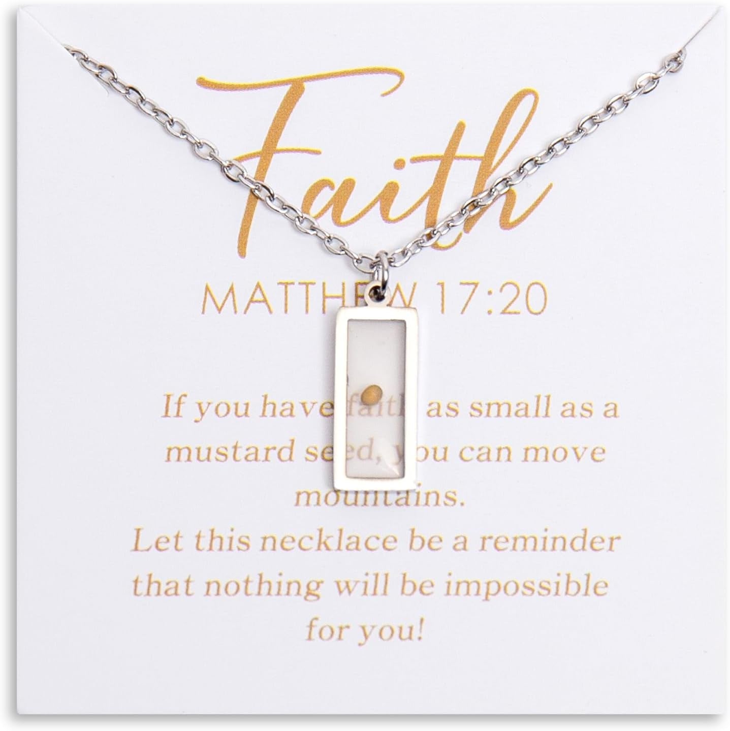 Mustard Seed "Move Mountains" Necklace for Women – Matthew 17:20 Faith Jewelry (Gift-Carded)