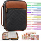 Quilted Vegan Leather Bible Cover for Women, Bible Case with Handle