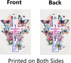 Religious Easter Garden Flag 12X18 Double Sided Easter Cross Garden Flag, Floral Faith Yard Flag 12x18 Double Sided