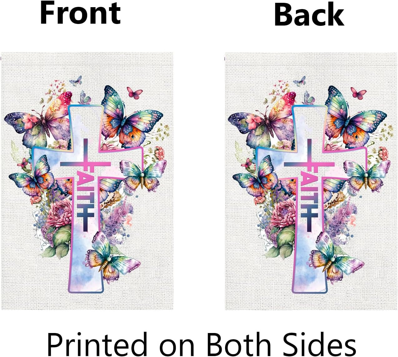 Religious Easter Garden Flag 12X18 Double Sided Easter Cross Garden Flag, Floral Faith Yard Flag 12x18 Double Sided