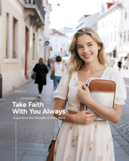 Quilted Vegan Leather Bible Cover for Women, Bible Case with Handle