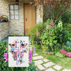 Religious Easter Garden Flag 12X18 Double Sided Easter Cross Garden Flag, Floral Faith Yard Flag 12x18 Double Sided