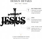 Jesus Cross Metal Wall Decor, Christian Cross Wall Art 14x10