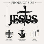 Jesus Cross Metal Wall Decor, Christian Cross Wall Art 14x10