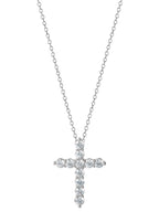 Silver-Plated Cubic Zirconia Cross Pendant Necklace, 18" + 2" Extender