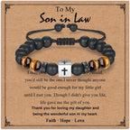 Adjustable Cross Bracelet for Boys, Tiger Eye Beaded Faith Bracelet, Christian Gift