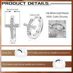 925 Sterling Silver Cross Huggie Earrings, Tiny CZ Cross Hoops for Women, Christian Gift