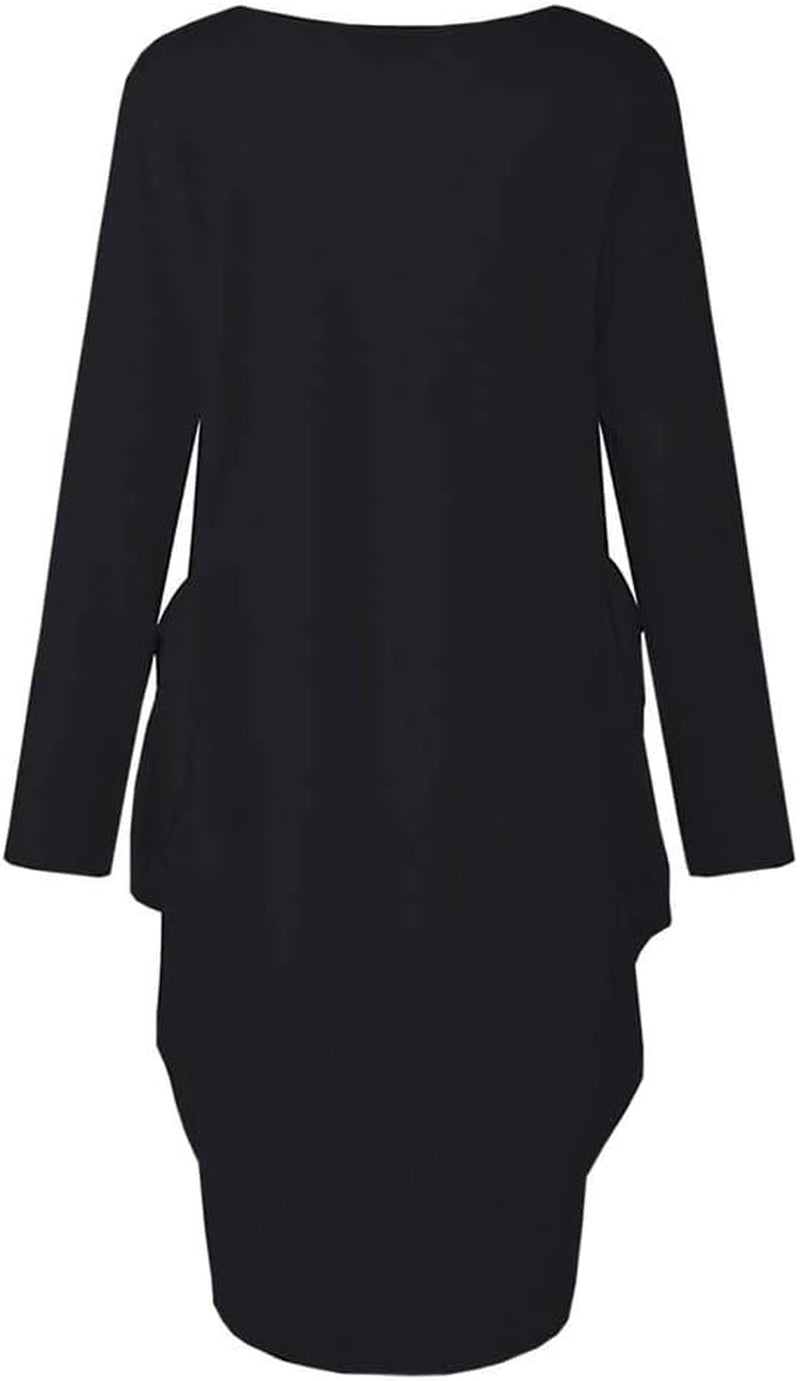 Women'S Faith Oversize Baggy Long Sleeve T Shirt Causal Loose Midi Dresses with Pockets