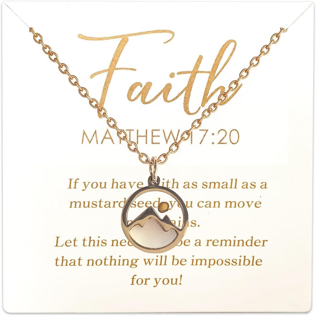 Mustard Seed "Move Mountains" Necklace for Women – Matthew 17:20 Faith Jewelry (Gift-Carded)