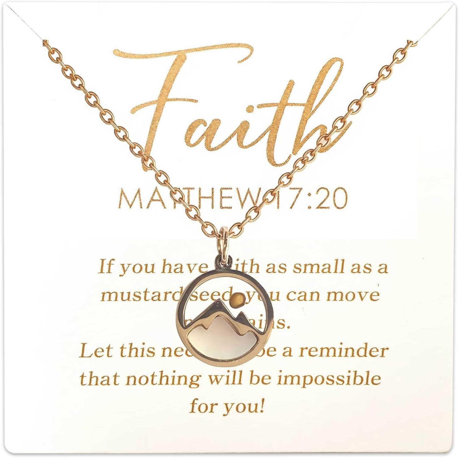 Mustard Seed "Move Mountains" Necklace for Women – Matthew 17:20 Faith Jewelry (Gift-Carded)