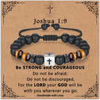 Adjustable Cross Bracelet for Boys, Tiger Eye Beaded Faith Bracelet, Christian Gift